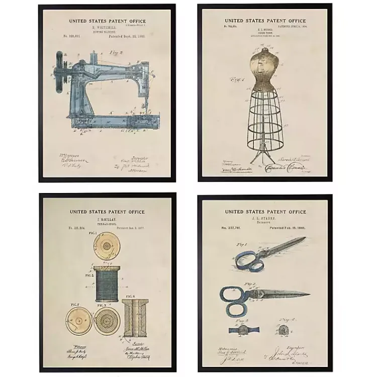 Kirklands Home Sewing Patents Framed Art Print Multi New