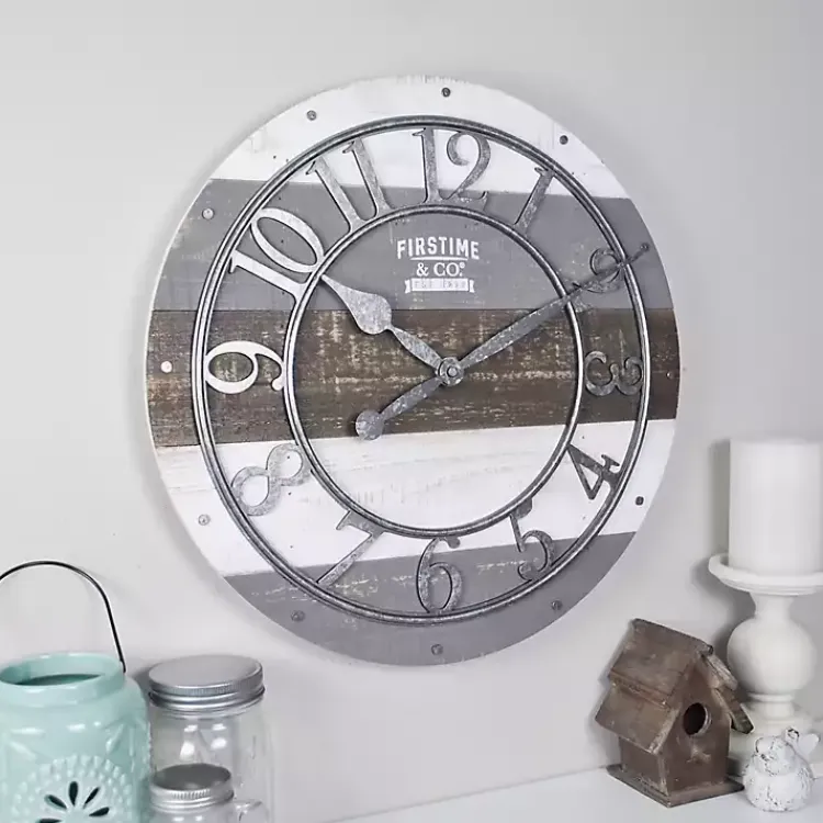 Kirklands Home Shabby Wood Plank Wall Clock