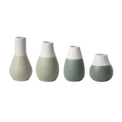 Vases>Kirklands Home Shades of Two-Toned Mini Vases, Set of 4 Green