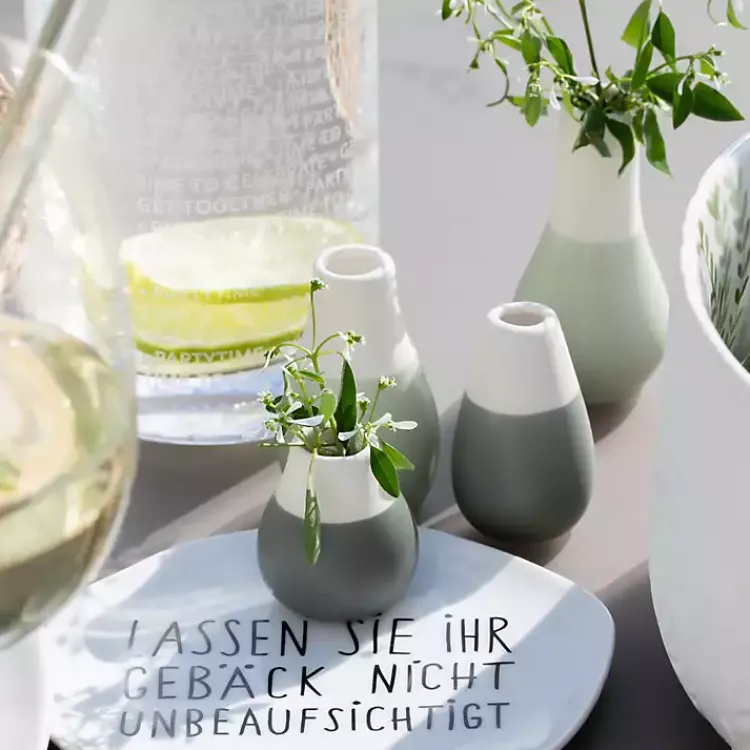 Vases>Kirklands Home Shades of Two-Toned Mini Vases, Set of 4 Green