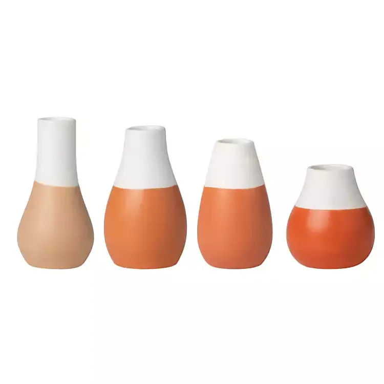 Vases>Kirklands Home Shades of Two-Toned Mini Vases, Set of 4 Orange
