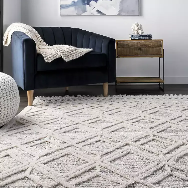 Kirklands Home Shaggy Lattice Tassel Ansley Area Rug, 5x7 Discount