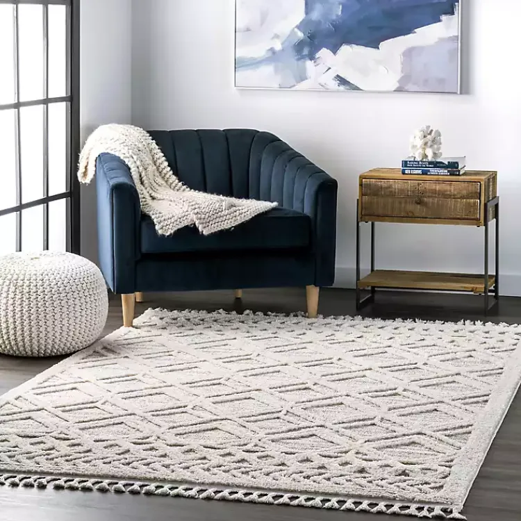 Kirklands Home Shaggy Lattice Tassel Ansley Area Rug, 5x7 Discount