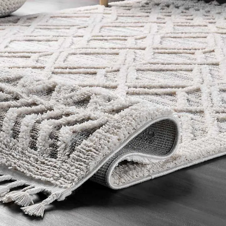 Kirklands Home Shaggy Lattice Tassel Ansley Area Rug, 5x7 Discount