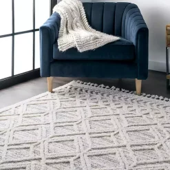 Kirklands Home Shaggy Lattice Tassel Ansley Area Rug, 5x7 Discount