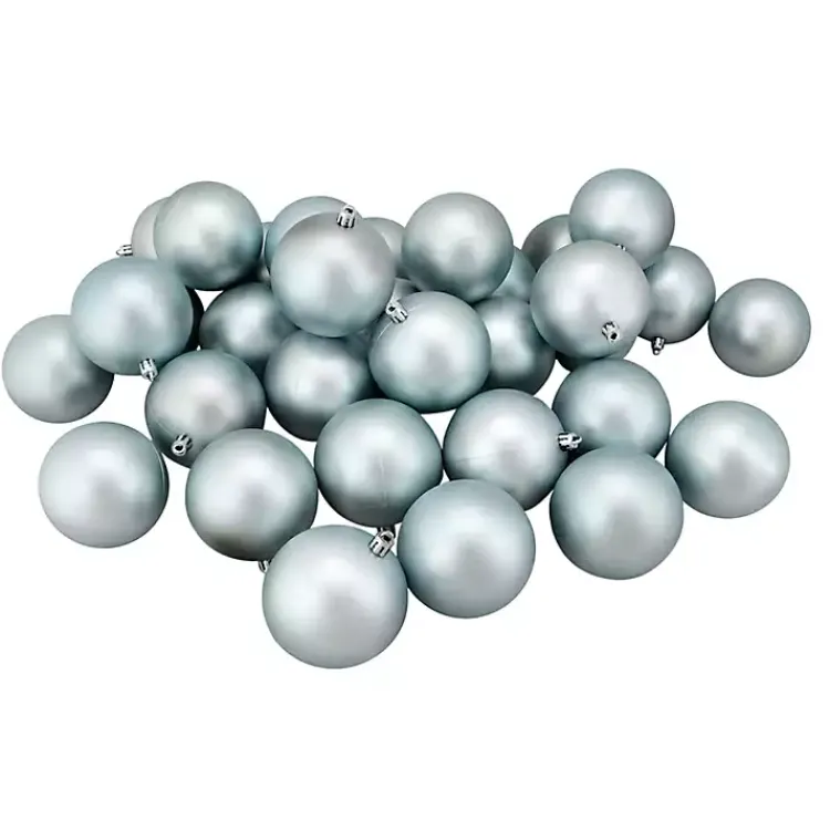 Christmas Ornaments>Kirklands Home Shatterproof Matte Powder 32-pc. Ornaments Blue
