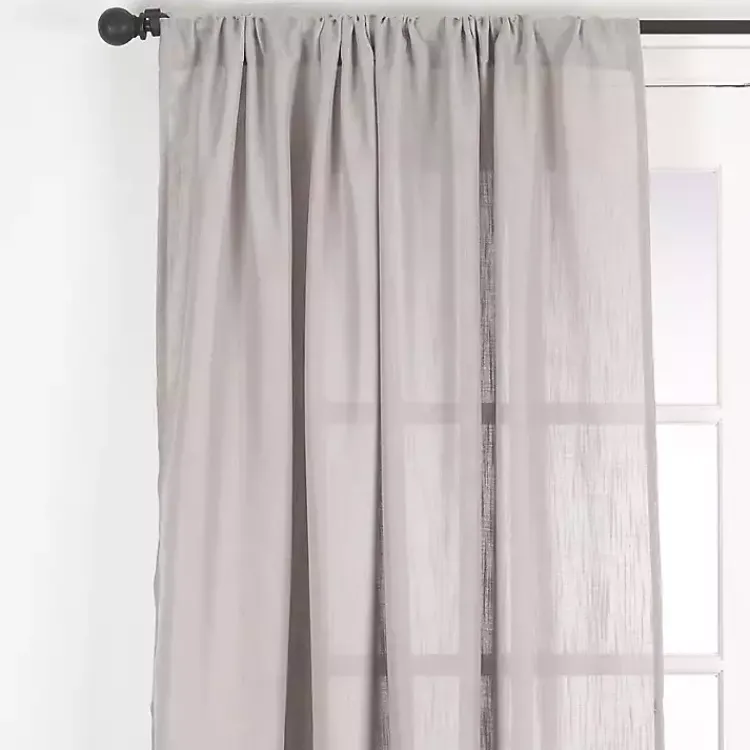 Kirklands Home Sheer Dark Linen Curtain Panel, 108 in. Gray Outlet