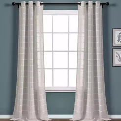 Kirklands Home Sheer Textured Curtain Panel Set, 84 in. Gray Outlet