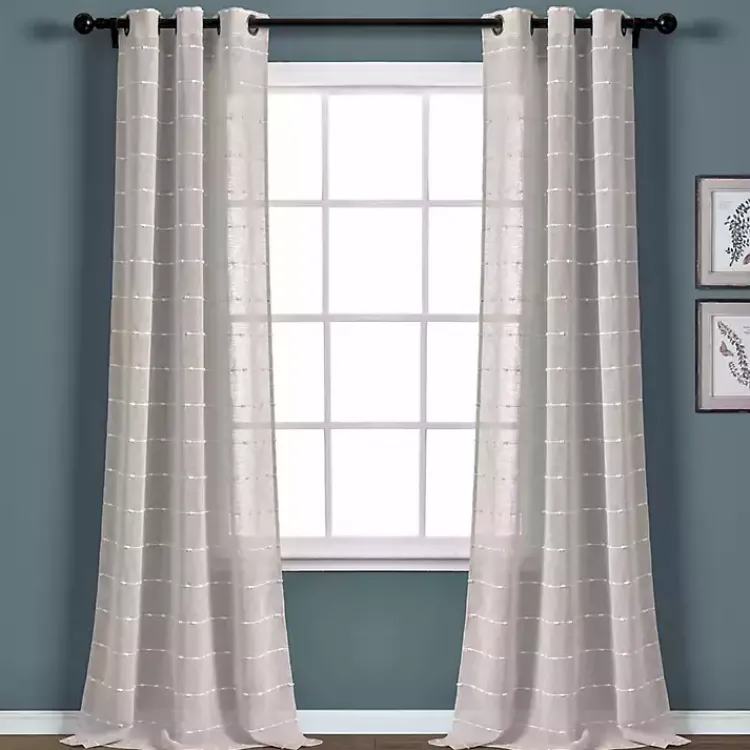Kirklands Home Sheer Textured Curtain Panel Set, 84 in. Gray Outlet