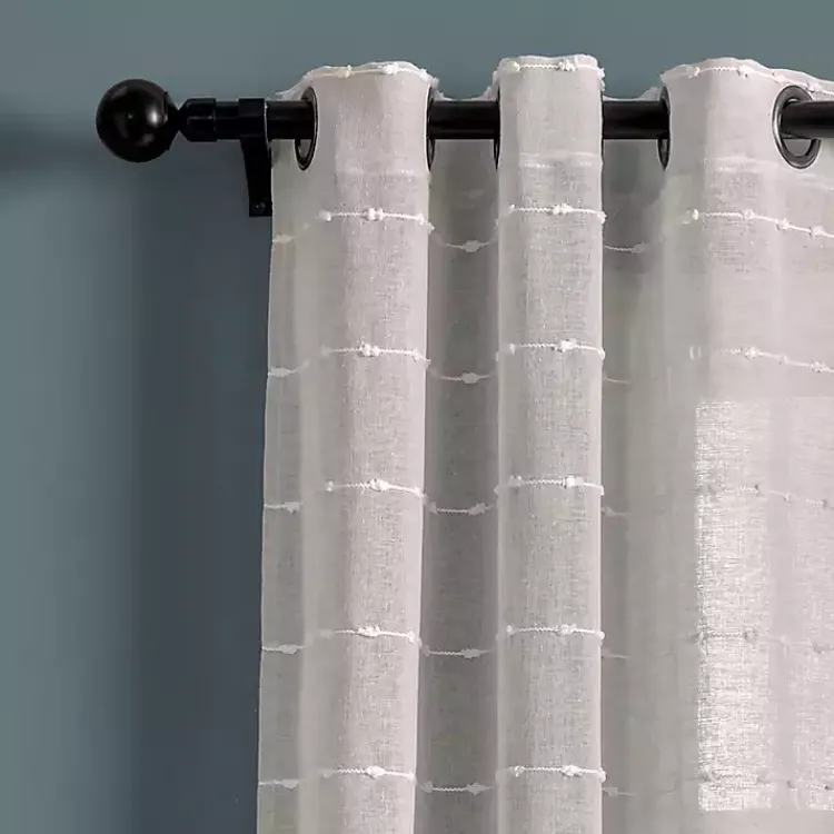 Kirklands Home Sheer Textured Curtain Panel Set, 84 in. Gray Outlet