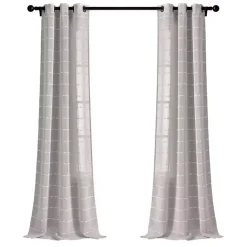 Kirklands Home Sheer Textured Curtain Panel Set, 84 in. Gray Outlet