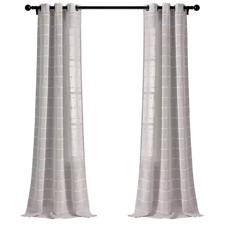 Kirklands Home Sheer Textured Curtain Panel Set, 84 in. Gray Outlet