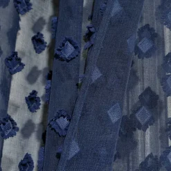 Kirklands Home Sheer Navy Dotted Curtain Panel Set, 84 in. Blue New