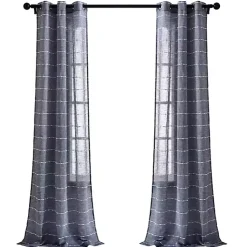 Kirklands Home Sheer Navy Striped Curtain Panel Set, 95 in. Blue Best