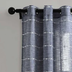 Kirklands Home Sheer Navy Striped Curtain Panel Set, 95 in. Blue Best