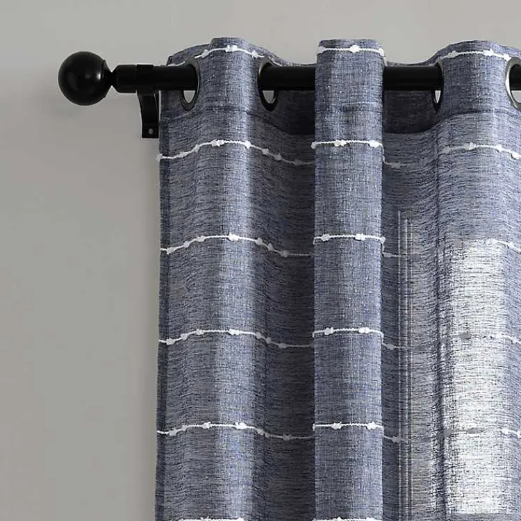 Kirklands Home Sheer Navy Striped Curtain Panel Set, 95 in. Blue Best