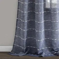 Kirklands Home Sheer Navy Textured Curtain Panel Set, 84 in. Blue Hot