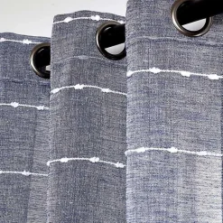 Kirklands Home Sheer Navy Textured Curtain Panel Set, 84 in. Blue Hot