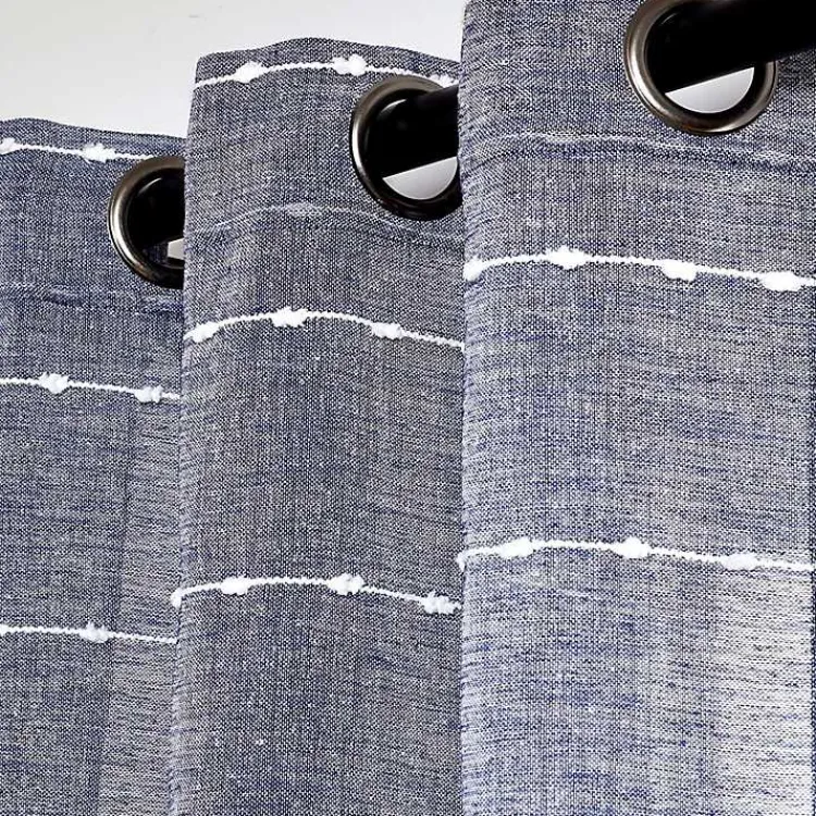 Kirklands Home Sheer Navy Textured Curtain Panel Set, 84 in. Blue Hot