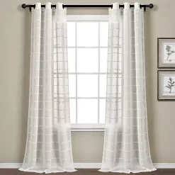 Kirklands Home Sheer Textured Curtain Panel Set, 84 in White Sale