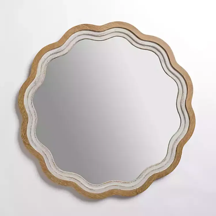 Kirklands Home Shelby Natural Wood Scalloped Wall Mirror Best