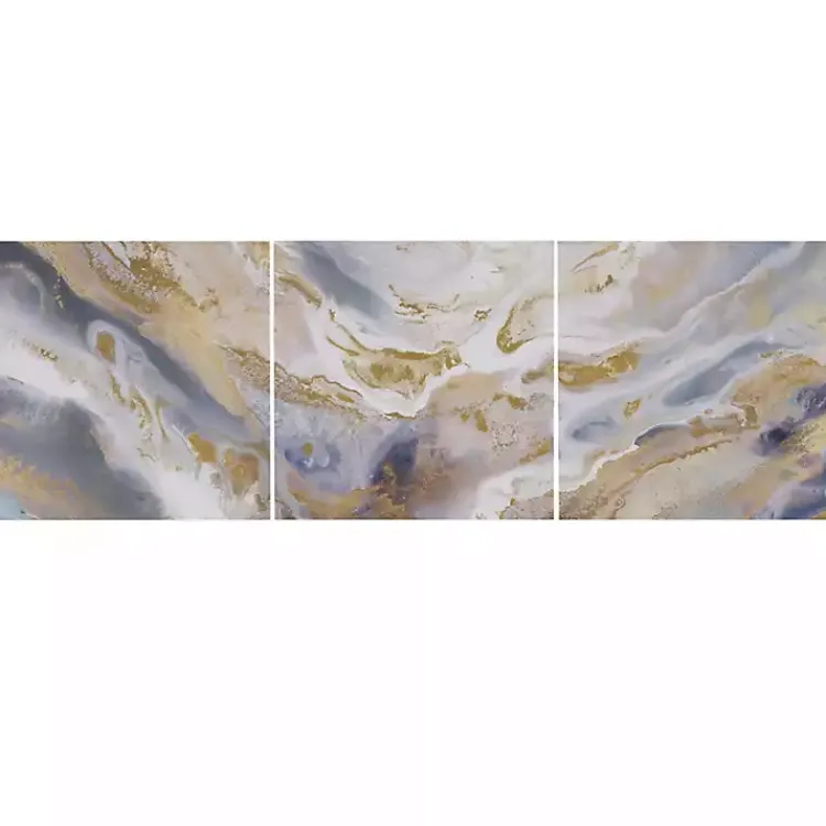 Kirklands Home Shimmering Symphony Triptych Canvas Art, Set of 3 Blue Sale