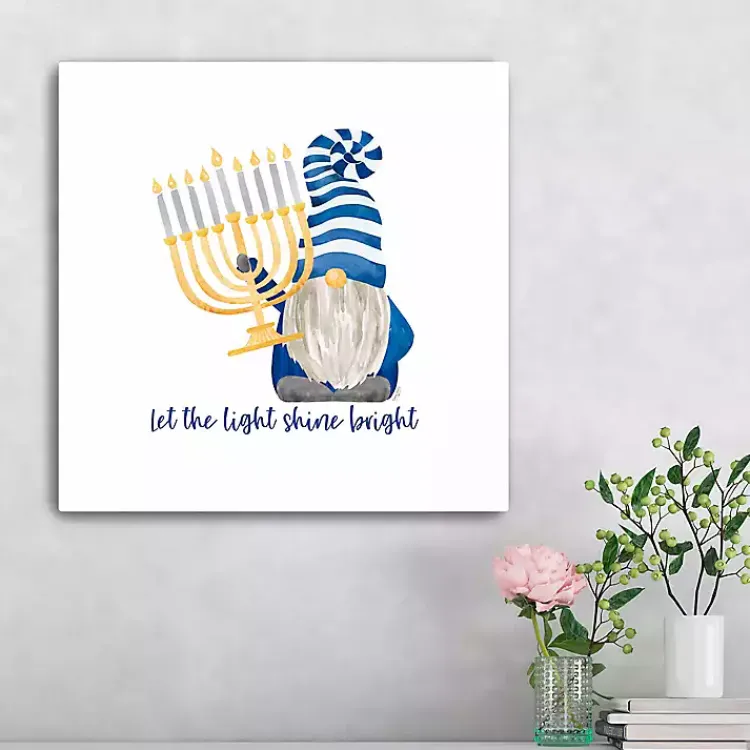 Hanukkah Decorations>Kirklands Home Shine Bright Menorah Gnome Canvas Art Print