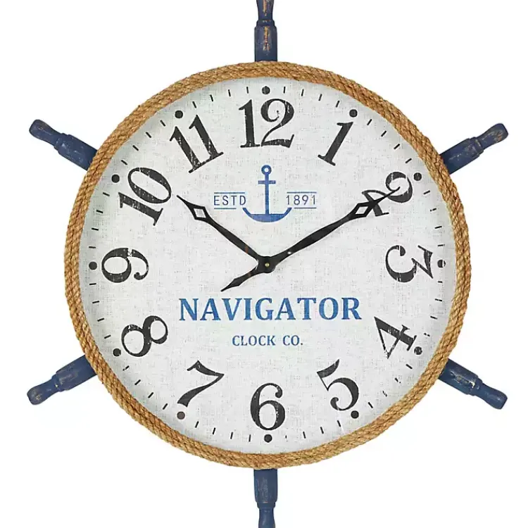 Kirklands Home Ship Wheel Wood and Rope Wall Clock Hot