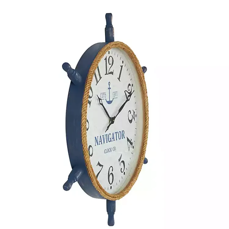 Kirklands Home Ship Wheel Wood and Rope Wall Clock Hot
