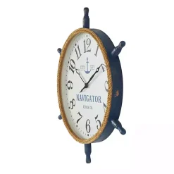 Kirklands Home Ship Wheel Wood and Rope Wall Clock Hot