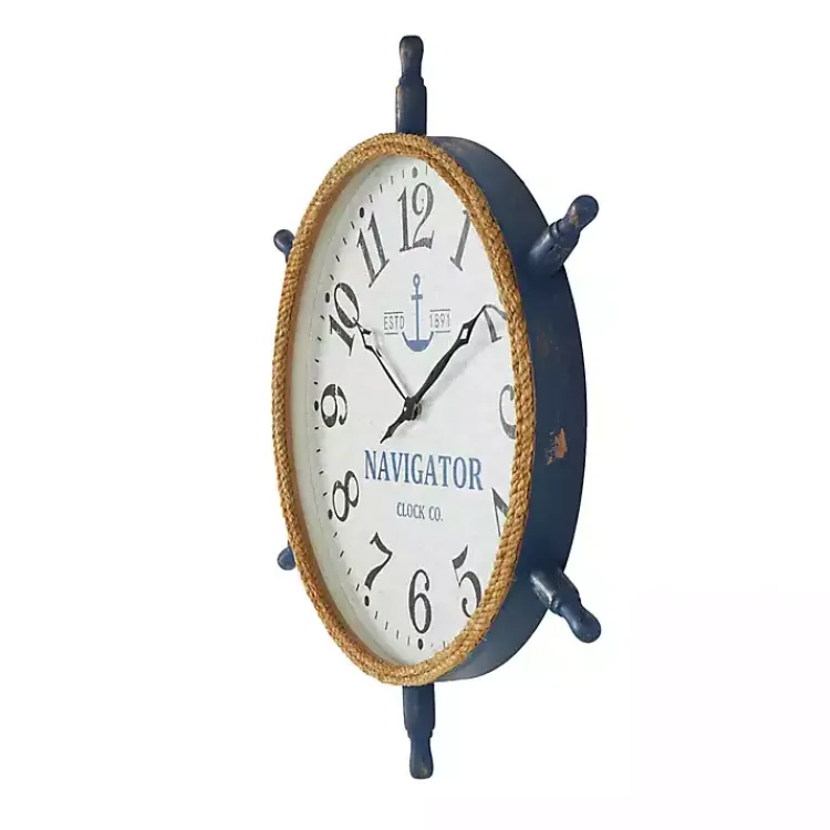 Kirklands Home Ship Wheel Wood and Rope Wall Clock Hot