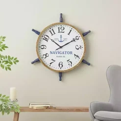 Kirklands Home Ship Wheel Wood and Rope Wall Clock Hot
