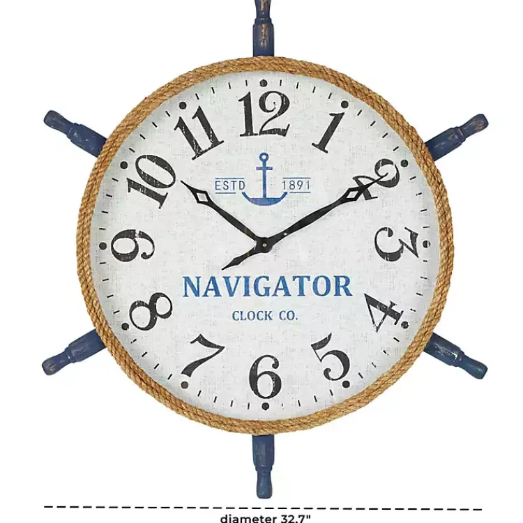 Kirklands Home Ship Wheel Wood and Rope Wall Clock Hot