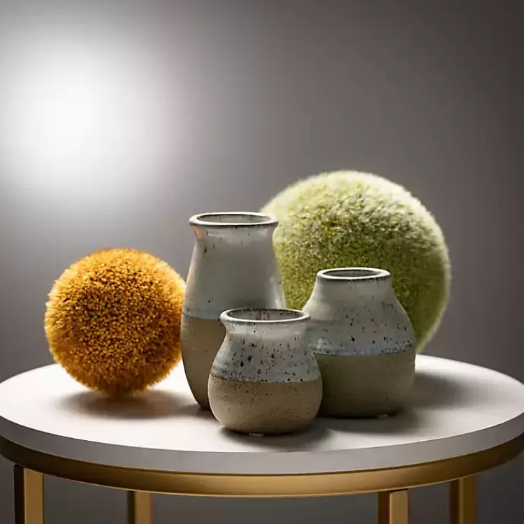 Vases>Kirklands Home Short Terracotta Two-Tone Speckled Vases, Set of 3