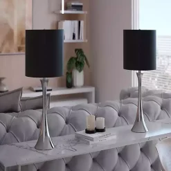 Kirklands Home Silver and Tapered Table Lamps, Set of 2 Black Outlet