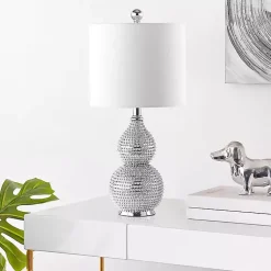Kirklands Home Silver and Chrome Textured Table Lamp White New