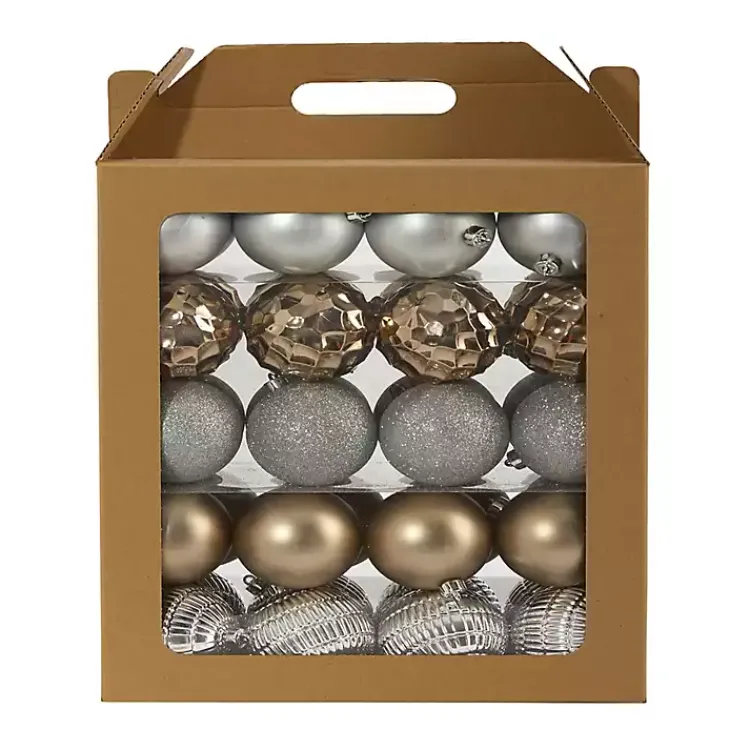 Christmas Ornaments>Kirklands Home Silver and Gold Shatterproof Ornaments, Set of 40