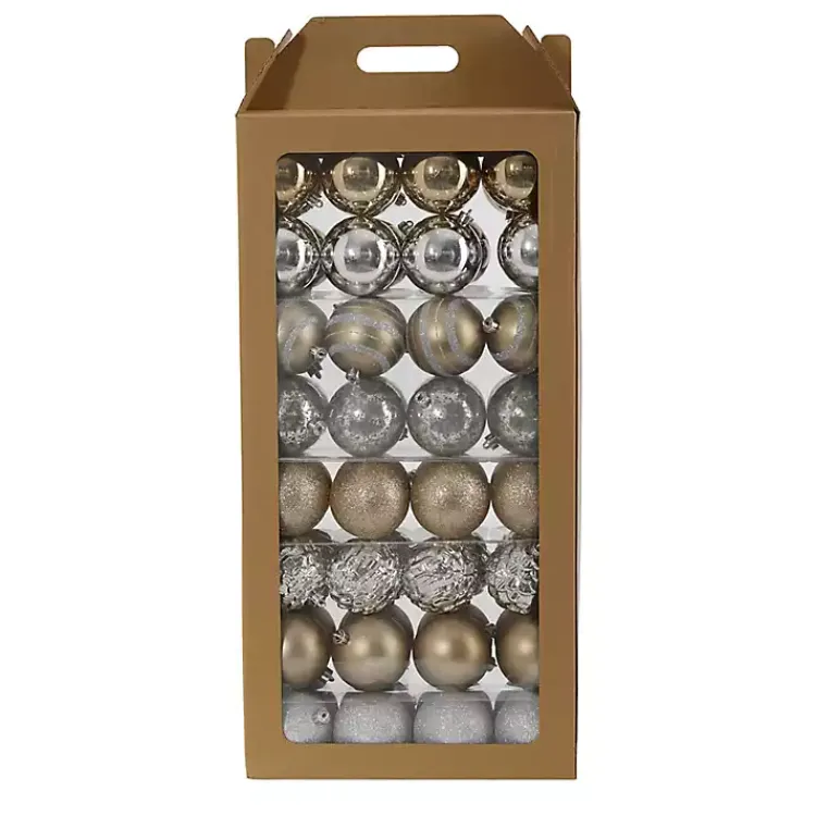 Christmas Ornaments>Kirklands Home Silver and Gold Shatterproof Ornaments, Set of 64