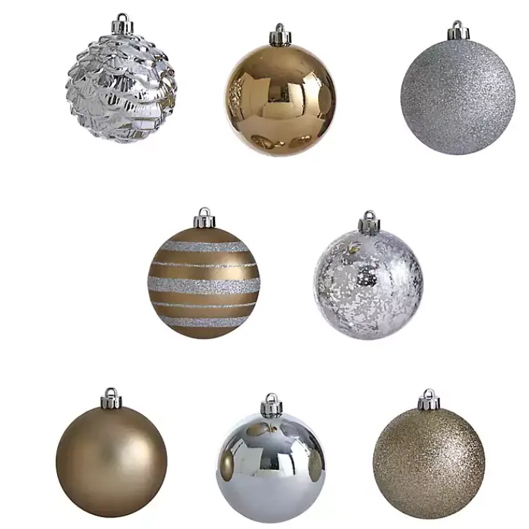 Christmas Ornaments>Kirklands Home Silver and Gold Shatterproof Ornaments, Set of 64