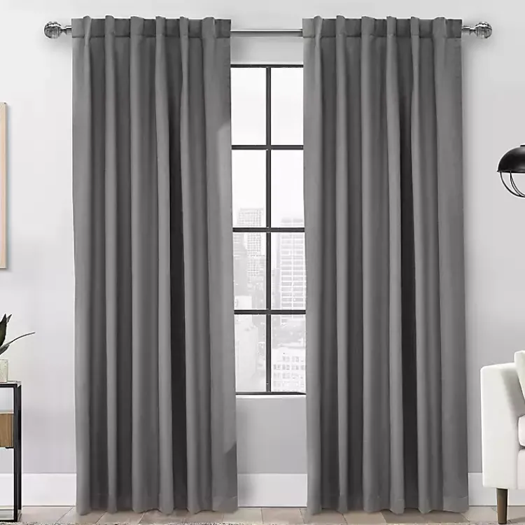 Kirklands Home Silver Baxter Blackout Curtain Panel, 84 in. Gray Hot