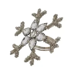 Kirklands Home Beaded Snowflake Napkin Rings, Set of 4 Silver Clearance