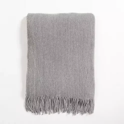 Blankets & Throws>Kirklands Home Silver Blue Chenille Ribbed Throw Gray