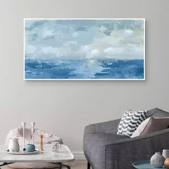Kirklands Home Silver Sea Framed Canvas Art Print Blue Sale
