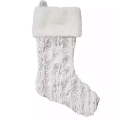 Christmas Stockings & Stocking Holders>Kirklands Home Silver Brushed Faux Fur Stocking