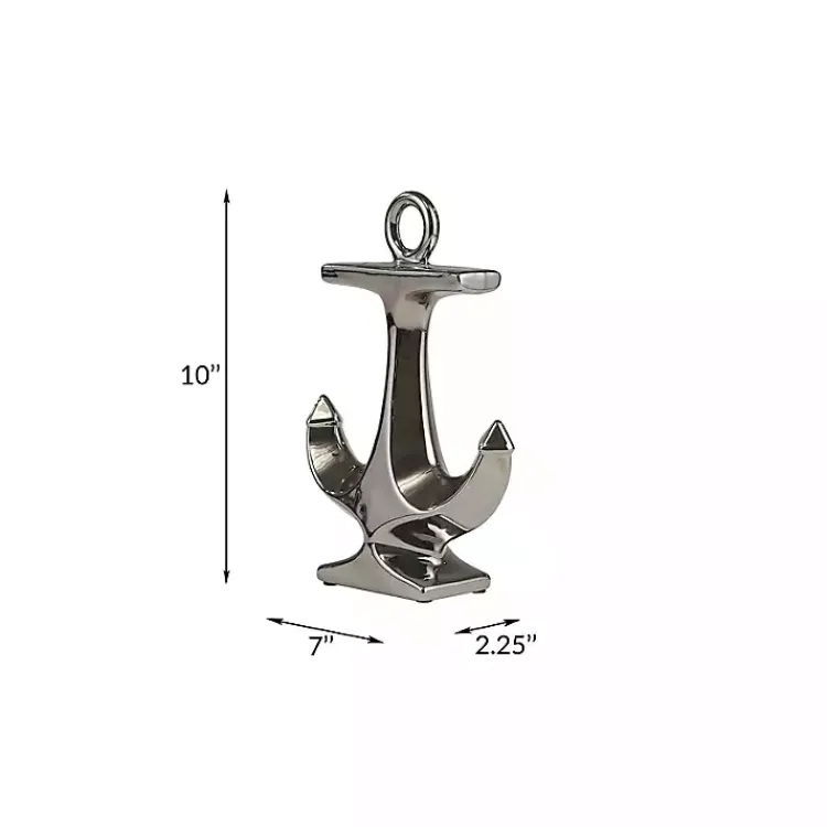 Statues & Figurines>Kirklands Home Ceramic Anchor Statue, 10 in. Silver