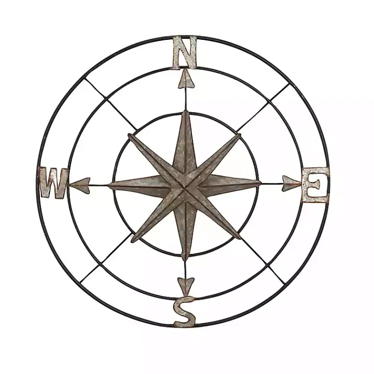 Kirklands Home Compass Rose Outdoor Plaque Silver Discount