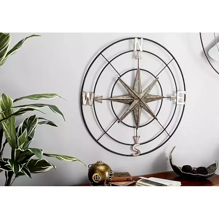 Kirklands Home Compass Rose Outdoor Plaque Silver Discount