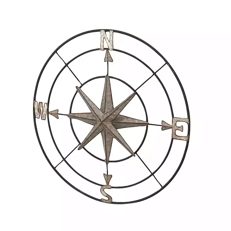 Kirklands Home Compass Rose Outdoor Plaque Silver Discount