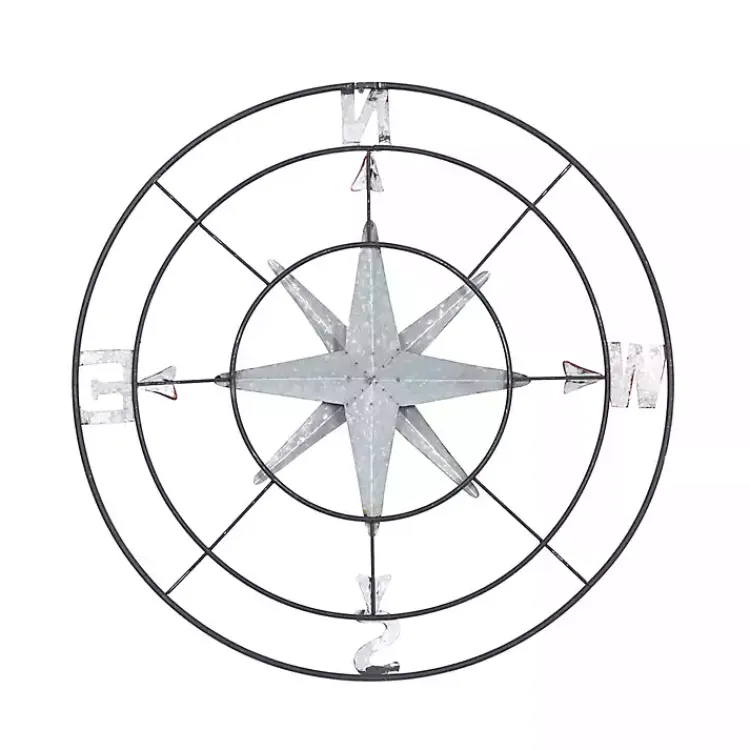 Kirklands Home Compass Rose Outdoor Plaque Silver Discount