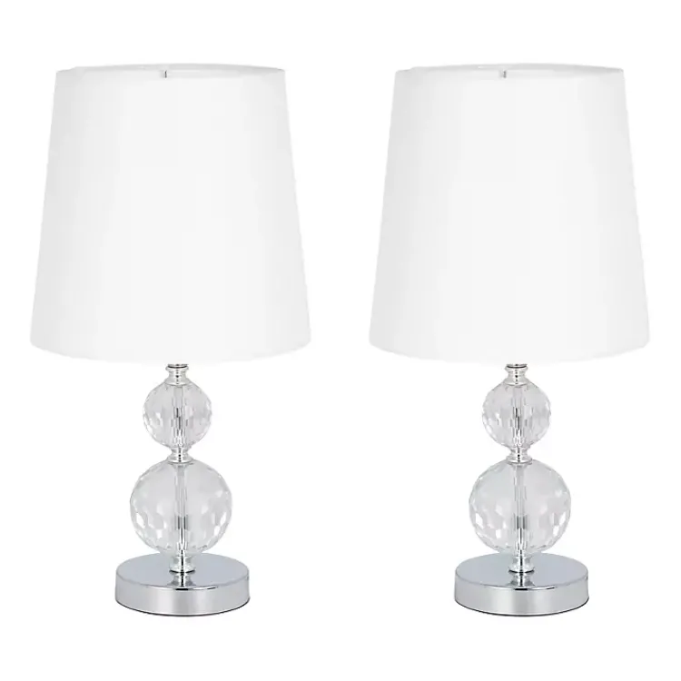 Kirklands Home Silver Crystal Orb Table Lamps, Set of 2 White Clearance